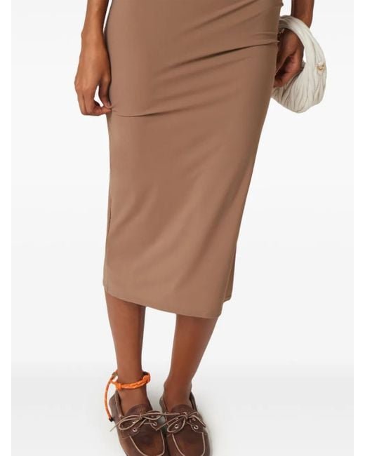 Miu Miu Brown Logo-Print Jersey Midi Dress