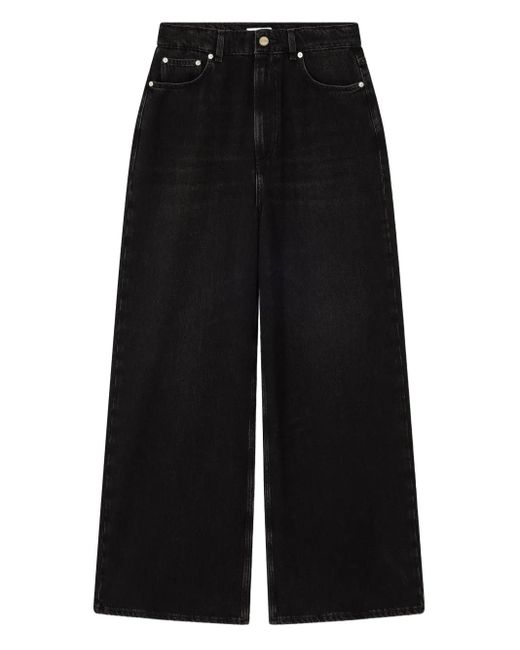 Ganni Black Jeans Mit Weitem Bein