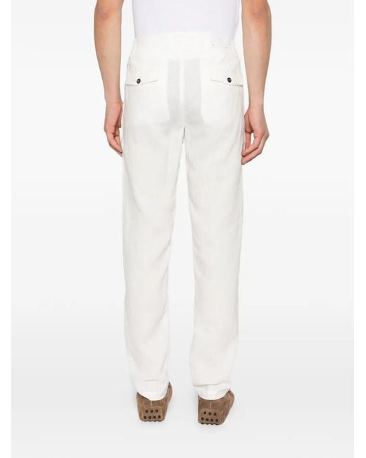 Eleventy White Pleated Trousers for men