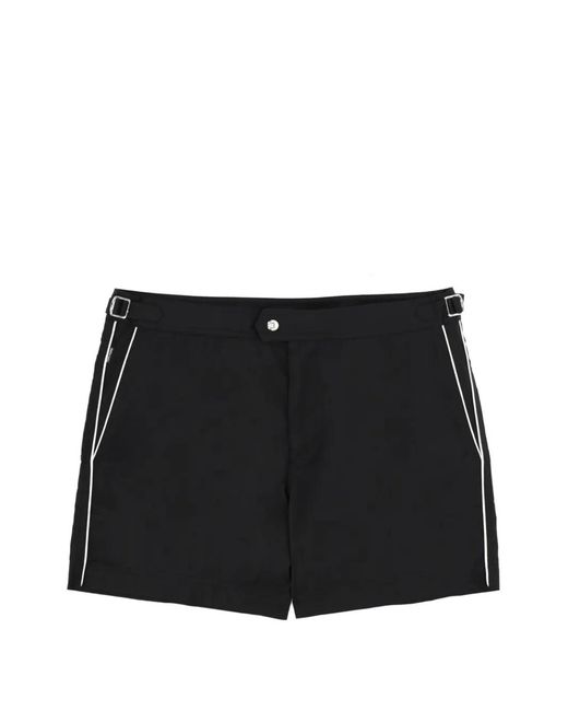 Tom Ford Black Nylon Swimsuit With Contrasting Piping And Side Straps for men
