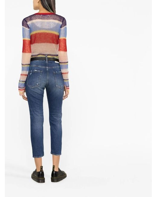 DSquared² Blue Distressed Cropped Jeans