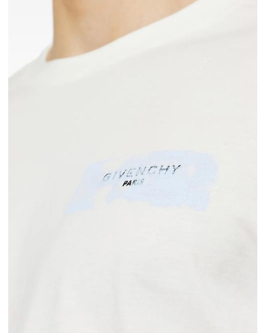 Givenchy White Logo-Print Cotton T-Shirt for men