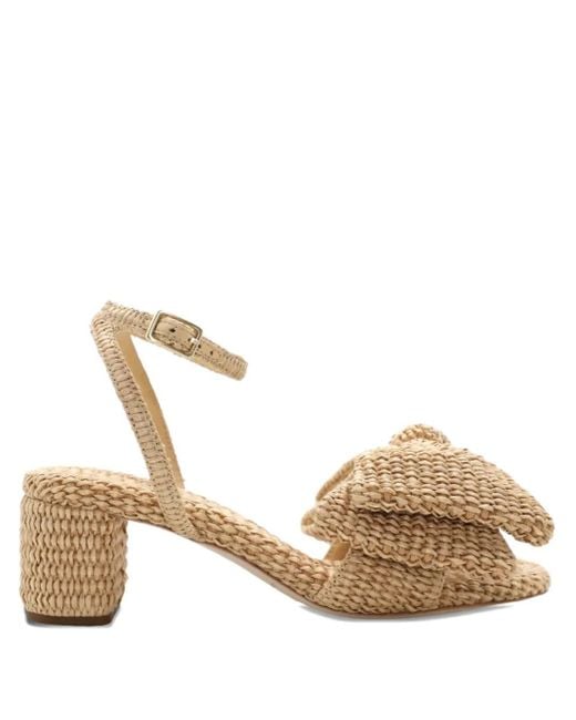 Loeffler Randall Metallic 635Mm Carm Bow-Detail Woven Block-Heel Sandals
