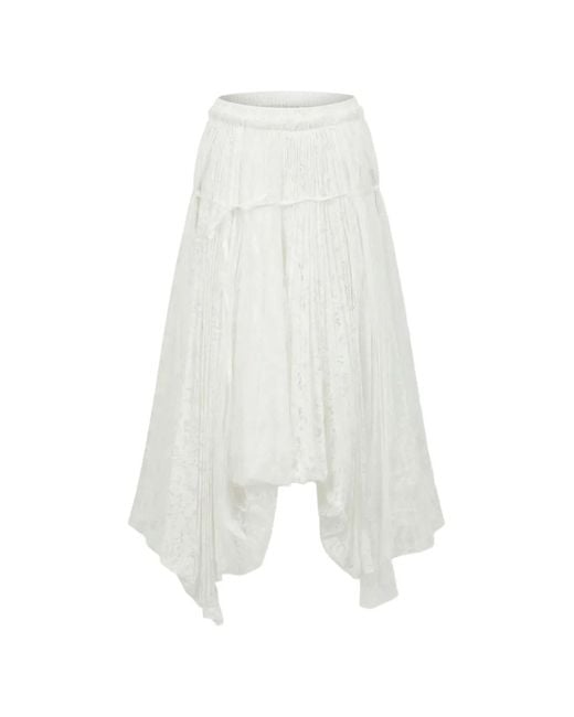 J.W. Anderson White Lace-Layered Longline Skirt