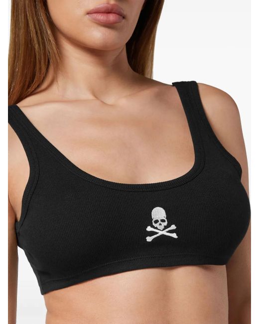 Philipp Plein Skull & Bones クロップド タンクトップ Black