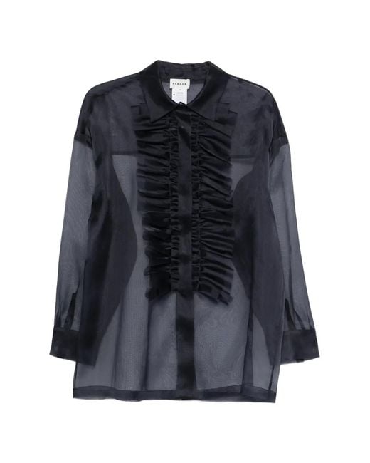 P.A.R.O.S.H. Blue Shake Ruffled Shirt