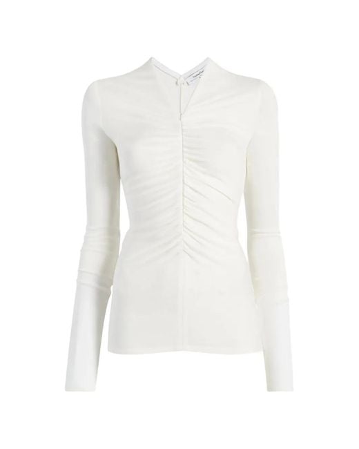 Another Tomorrow White V-Neck Blouse
