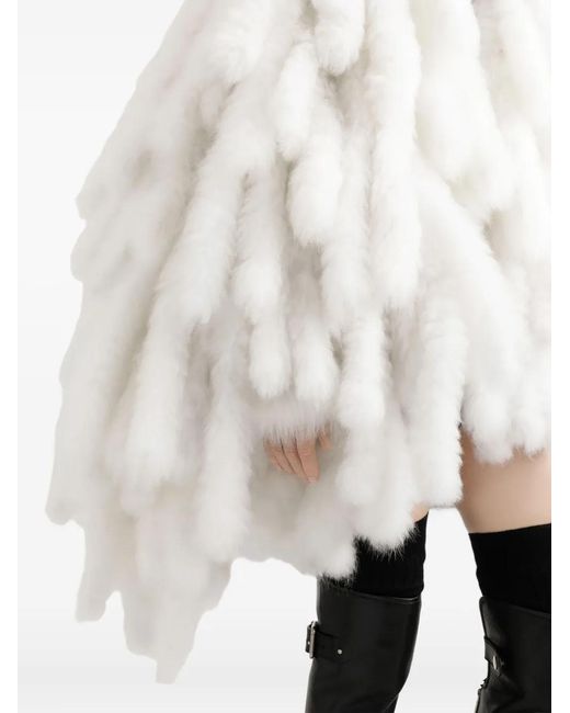 Dolce & Gabbana White Fur Fringe Coat