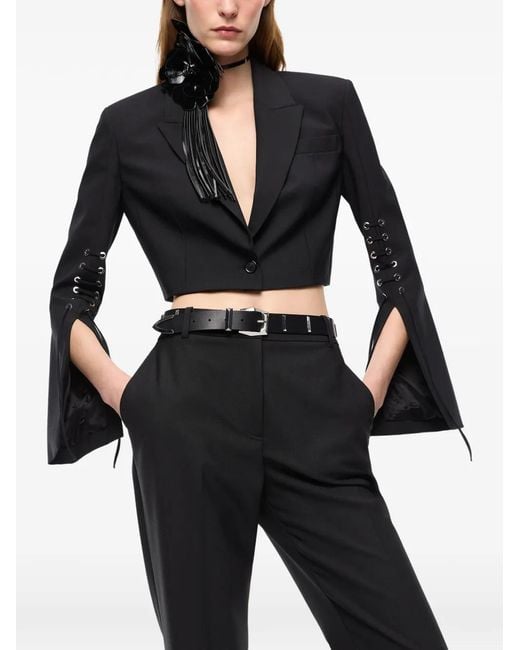 Pinko Black Lace-Up Cropped Jacket