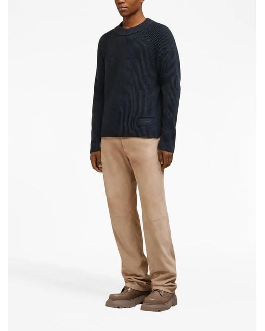 AMI Blue Logo-Patch Sweater for men