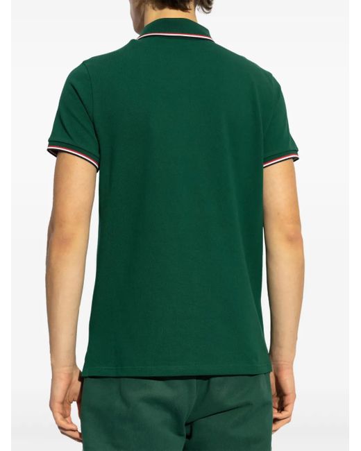 Polo En Piqué De Coton Moncler pour homme en coloris Green