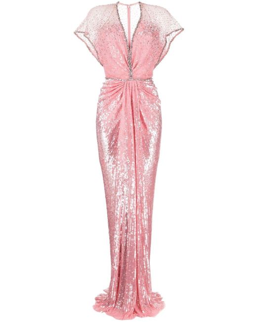Robe longue Stardust à sequins Jenny Packham en coloris Pink