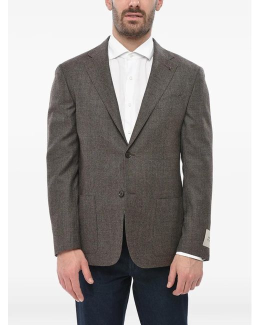 Corneliani Gray Single-Breasted Virgin Wool Blazer for men