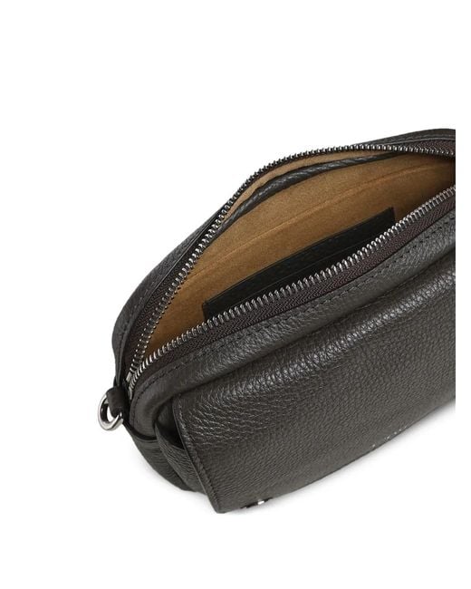Loewe Black Logo-Print Pebbled Messenger Bag for men