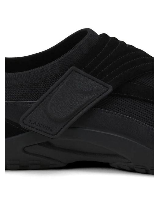 Lanvin Black Embossed Strap Sneakers