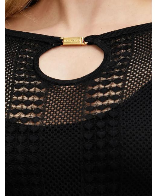 Robe Courte À Manches Longues Et Ouverture Goutte D'Eau Marciano en coloris Black