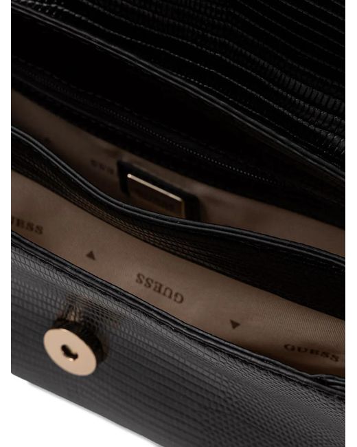 Guess Black Melinda Lizard-Effect Tote Bag