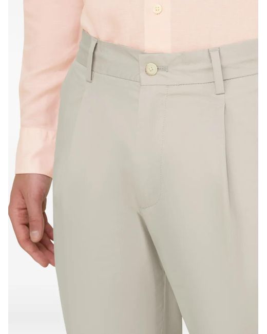 Boggi White Darted Drawstring-Waist Trousers for men