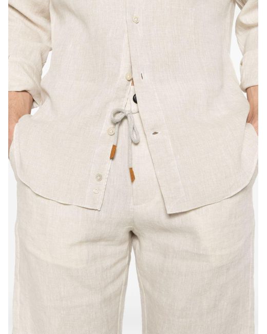 Eleventy White Drawstring-waist Linen Shorts for men
