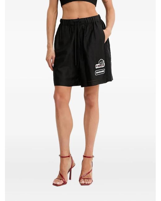 Pinko Shorts Met Kralenpatch in het Black