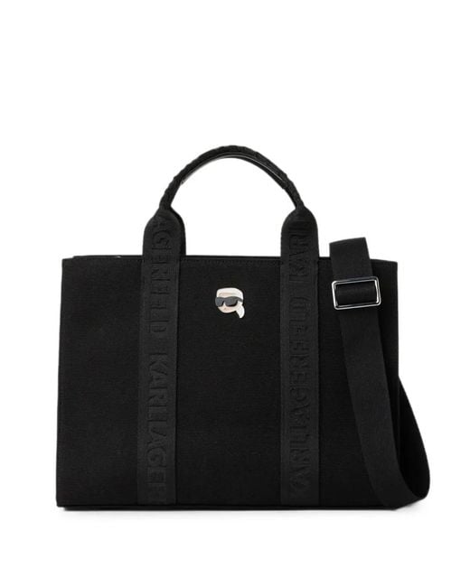 Karl Lagerfeld White Medium Ikon Square Tote Bag