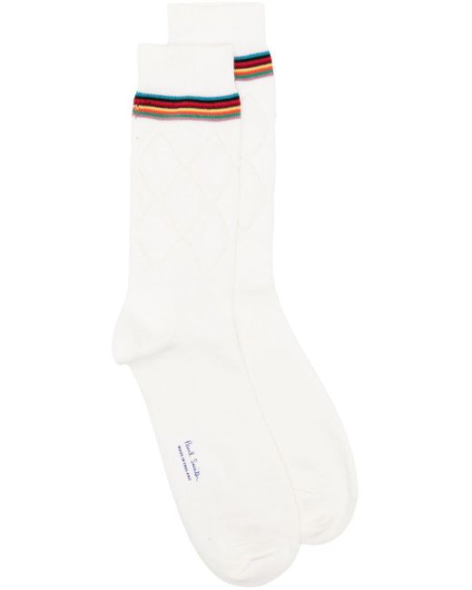 Paul Smith White Quilted Ankle Socks for men