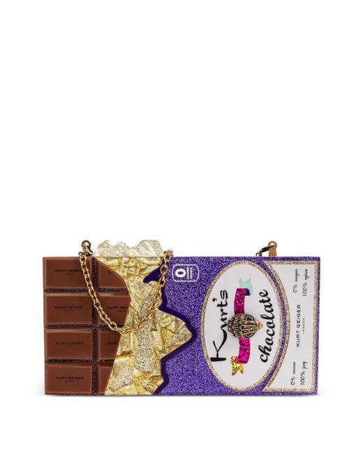 Kurt Geiger Purple Chocolate-Bar Glitter Clutch