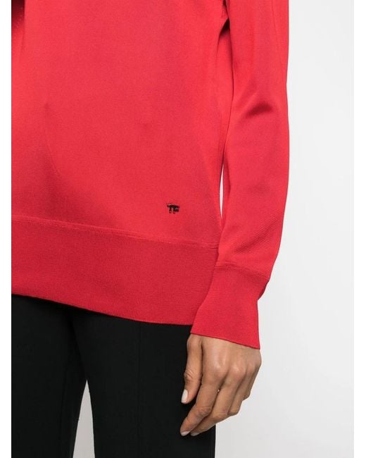 Tom Ford Red Silk Roll-Neck Jumper