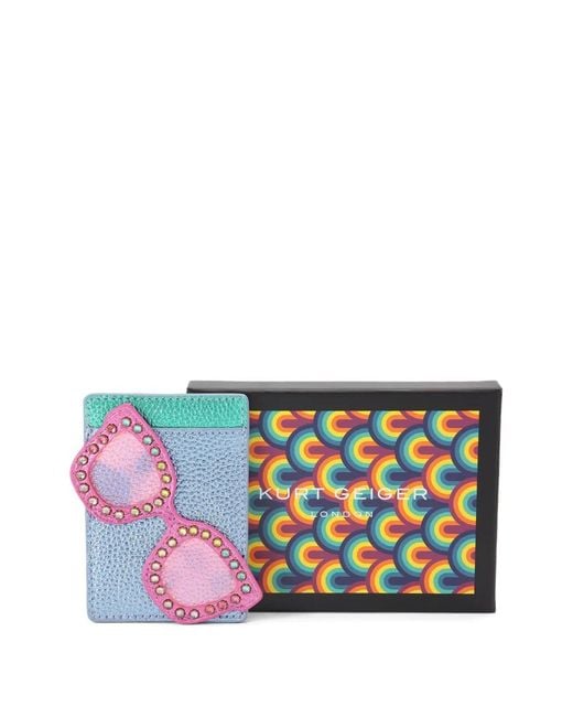 Kurt Geiger Gray Sunglasses-Motif Leather Card Holder