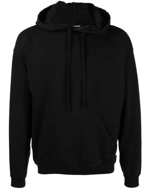 FOO AND FOO Black Logo-Patch Drawstring Hoodie for men