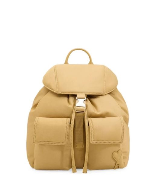 AMI Natural Small Nylon Marcel Flap Backpack
