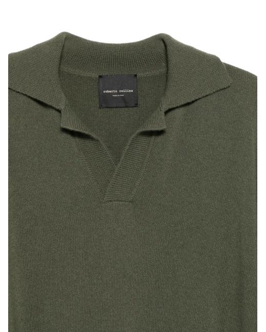 Roberto Collina Green Cashmere-Blend Polo Shirt for men