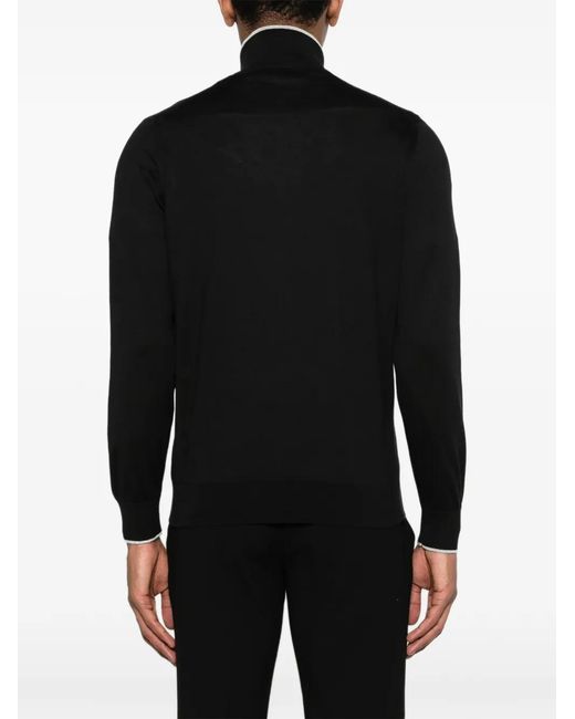 Gran Sasso Black Zip-Up Cardigan for men