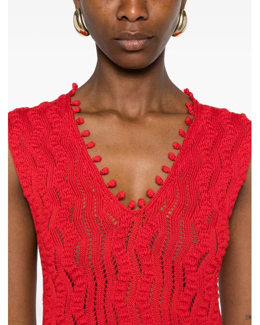 Jil Sander Red Robe Mi-Longue À Col V