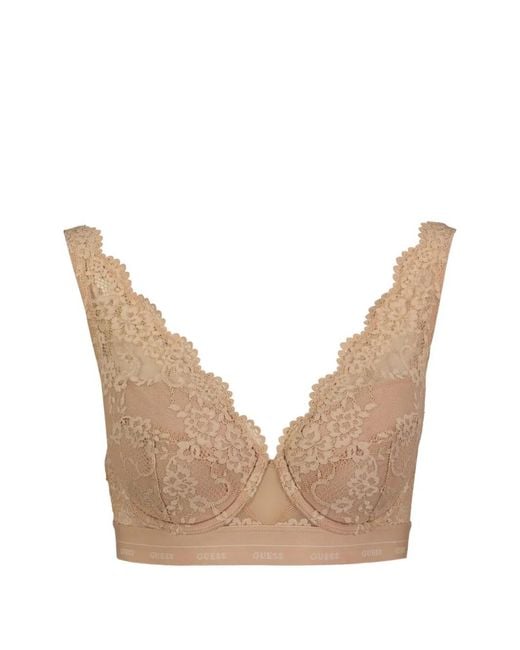 Guess Natural Floral-Lace Scalloped-Trim Bra