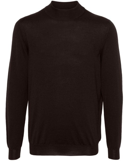 Kiton Black High-neck Cashmere-silk Jumper for men