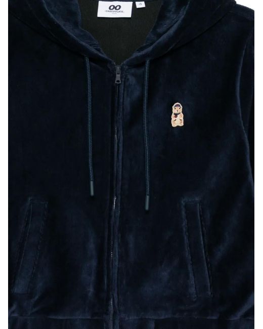 Chocoolate Blue Logo-Patch Hoodie