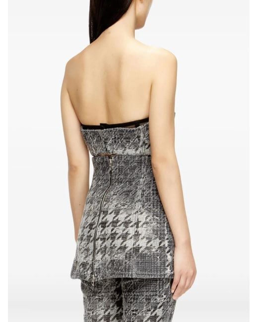 DIESEL Gray Denim Jacquard Corset Top
