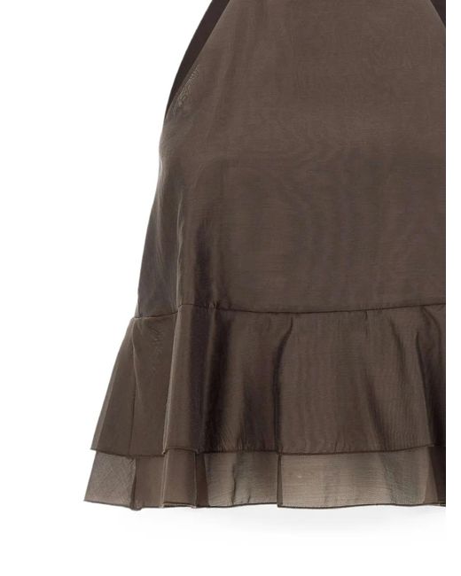 Kaos Brown Ruffled Tie-Fastening Top