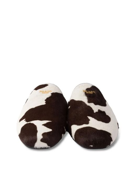 Prada Black Printed Leather Mules