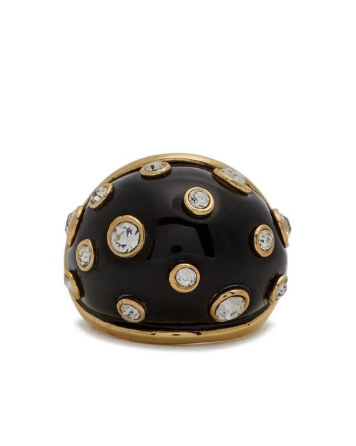 Kenneth Jay Lane Black Crystal-Embellished Ring