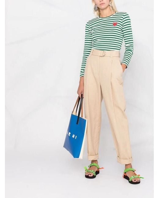 Pantalones Rectos Con Cinturón MSGM de color Blue