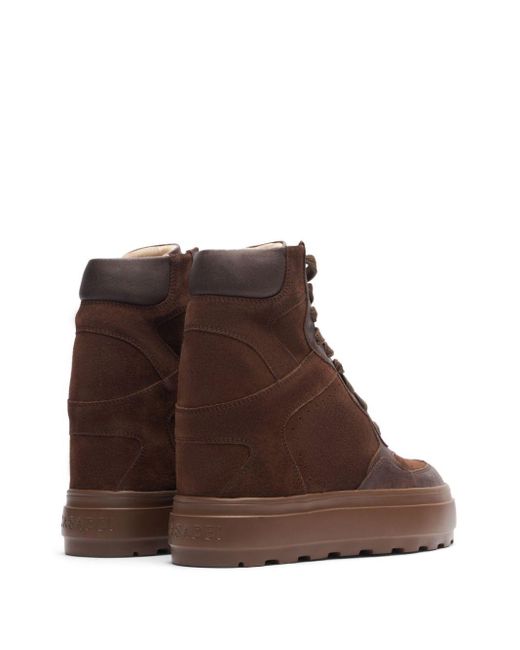 Casadei Brown High-Top Suede Sneakers