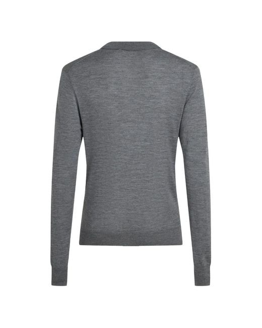 Karl Lagerfeld Blue Merino Wool Long-Sleeved Polo Shirt for men