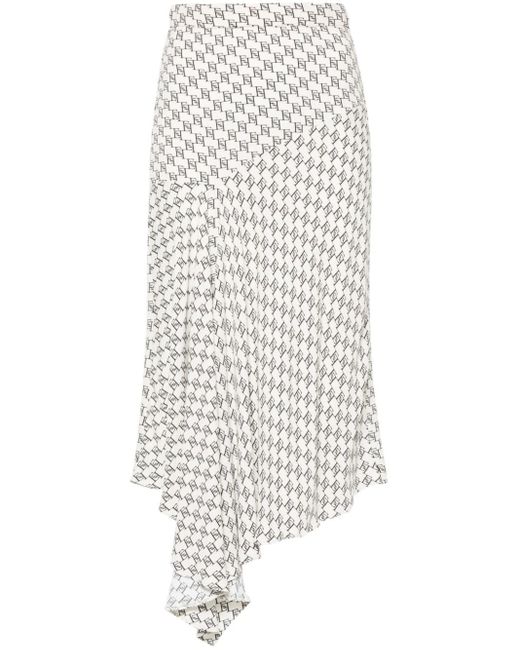 Falda asimétrica con logo estampado Elisabetta Franchi de color White