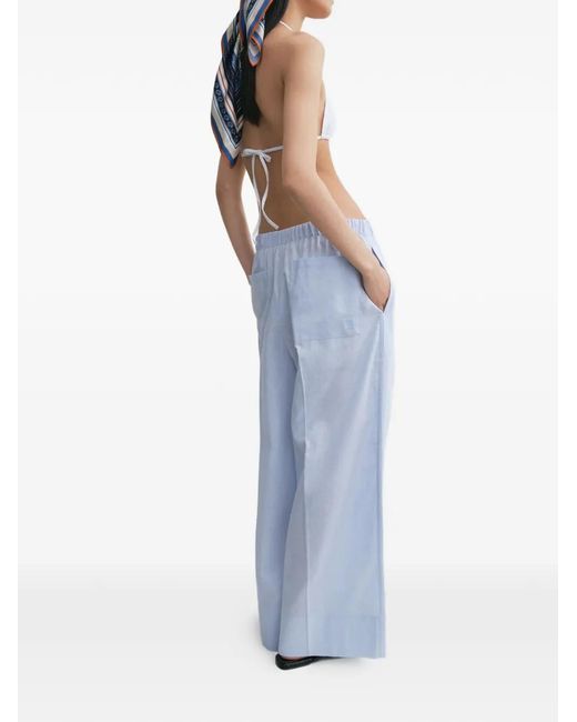 Totême Blue Linen And Cotton Blend Trousers