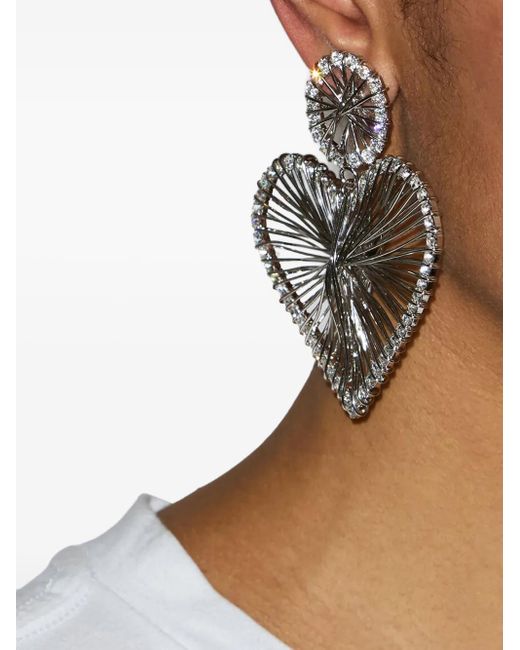 Isabel Marant White Heart-Shaped Crystal Earrings