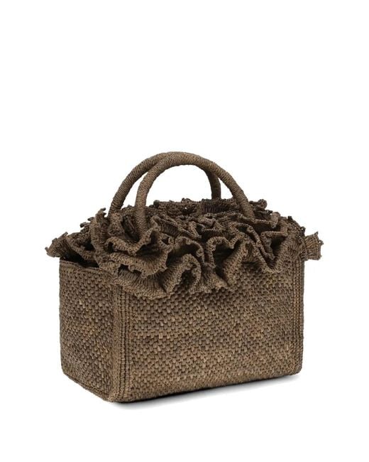 IBELIV Brown Laguna Ruffled Tote Bag