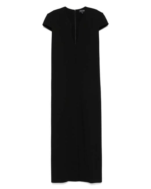 Giorgio Armani Black Milano-Stitch Midi Dress