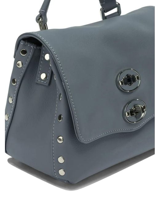 Zanellato Blue Baby Postina Studded-Lock Leather Tote Bag